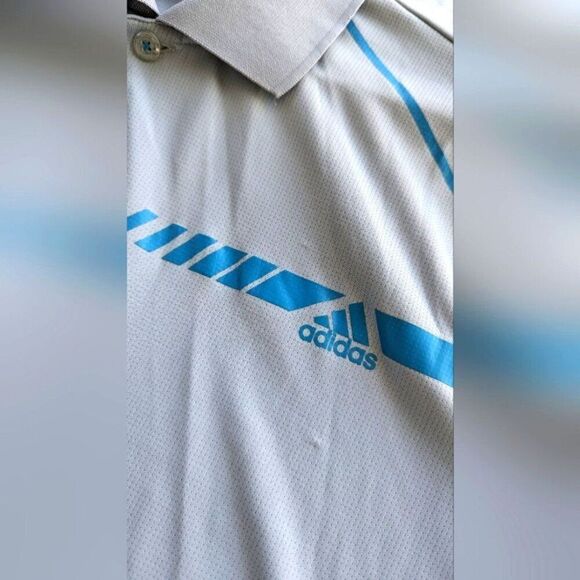 Adidas Golf Men's ClimaChill Chest Print Polo Shirt, Light Onix/Solar Bl… - Picture 7 of 12